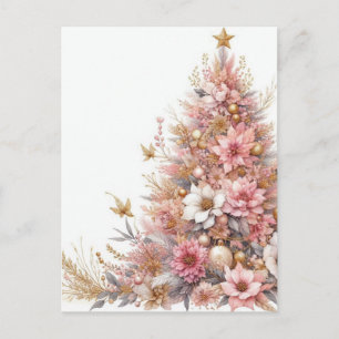 Cartão Postal De Festividades Árvore de Natal pastel rosa suave