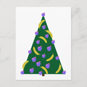 Cartão Postal De Festividades Árvore de Natal Pop Art com Maçãs e Bananas 