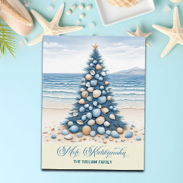 Cartão Postal De Festividades Árvore de Natal Praia Mele Kalikimaka
