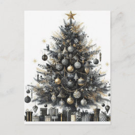 Cartão Postal De Festividades Árvore de Natal Preta