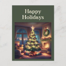 Cartão Postal De Festividades Árvore de Natal quente