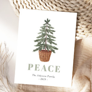 Cartão Postal De Festividades Árvore de Natal Simples Evergreen Paz