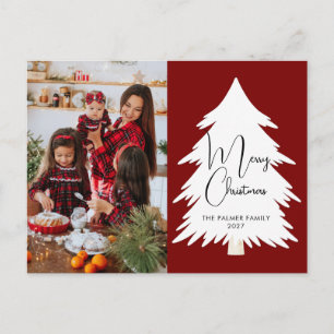 Cartão Postal De Festividades Árvore de Natal simples família foto de Natal
