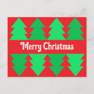 Cartão Postal De Festividades Árvore de Natal Vermelha Minimalista Simples