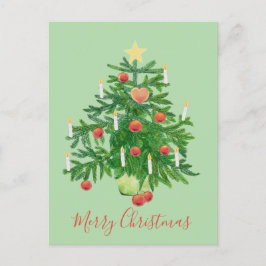 Cartão Postal De Festividades Árvore de Natal Vintage com um Biscoito em Forma d