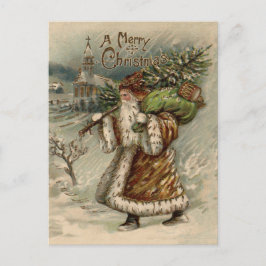 Cartão Postal De Festividades Árvore de Natal Vitoriana Santa Claus