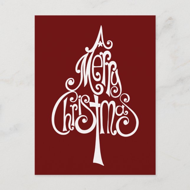 Cartão Postal De Festividades Árvore Feliz de Natal (Frente)