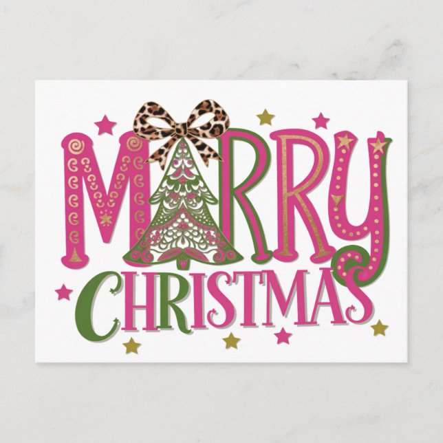 Cartão Postal De Festividades Árvore Feliz de Natal (Frente)