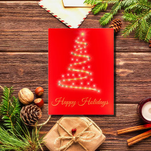 Cartão Postal De Festividades Árvore moderna do Natal em vermelho vivo