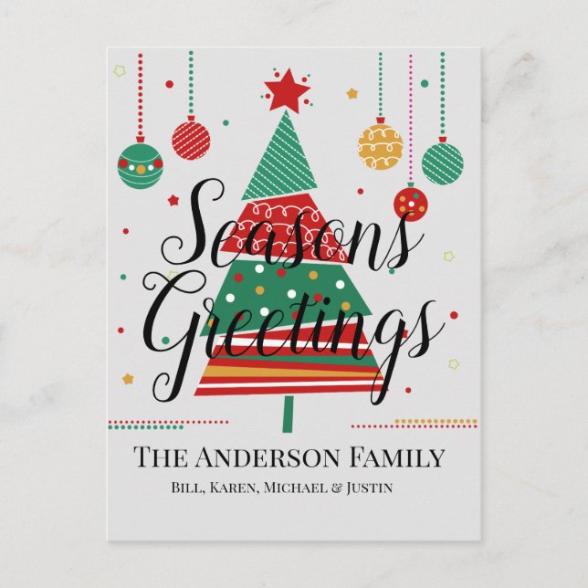 Cartão Postal De Festividades Árvore Natal Retroativa Personalizável (Frente)