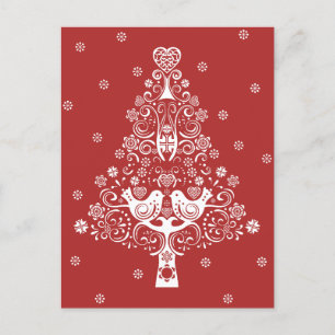 Cartão Postal De Festividades Árvore Nórdica de Natal escandinava Magia
