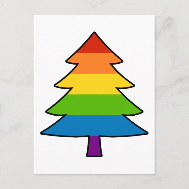 Cartão Postal De Festividades Árvore Rainbow Gay Xmas (Frente)