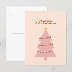 Cartão Postal De Festividades Árvore rosa de natal feliz