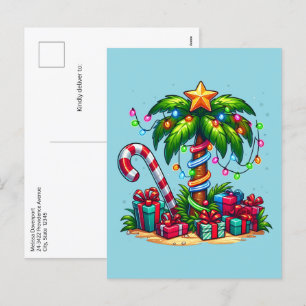Cartão Postal De Festividades Árvore Tropical de Palma de Natal