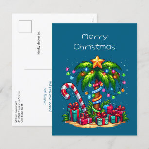 Cartão Postal De Festividades Árvore Tropical de Palma de Natal