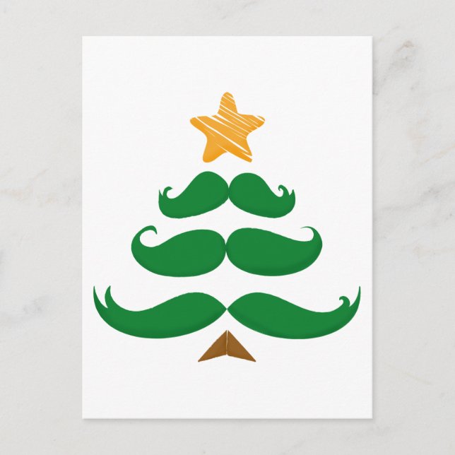 Cartão Postal De Festividades Árvore verde de bigode (Frente)