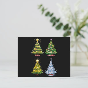 Cartão Postal De Festividades Árvore Verde Natal Férias de Inverno