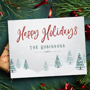 Cartão Postal De Festividades Árvores de inverno de Na moda Rustic Country Feliz