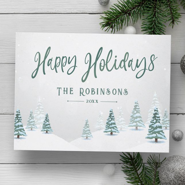 Cartão Postal De Festividades Árvores de inverno de Na moda Rustic Country Feliz (Criador carregado)