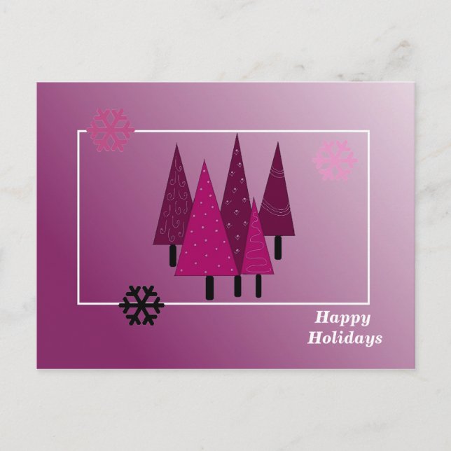 Cartão Postal De Festividades Árvores de Natal Caprichosas (Frente)