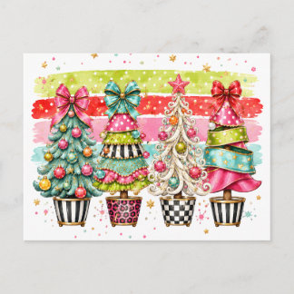 Cartão Postal De Festividades Árvores de Natal Coquettes 