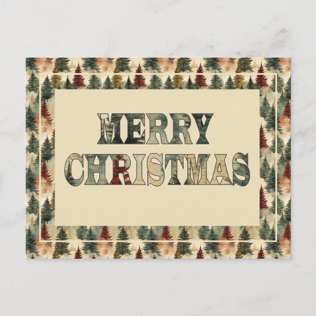 Cartão Postal De Festividades Árvores de Natal Feliz (Frente)