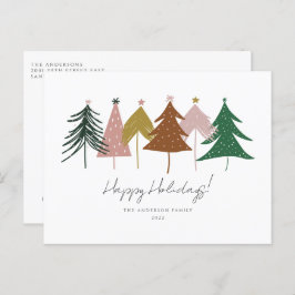 Cartão Postal De Festividades Árvores de Natal Festivas Minimalistas