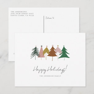 Cartão Postal De Festividades Árvores de Natal Festivas Minimalistas Carta Post