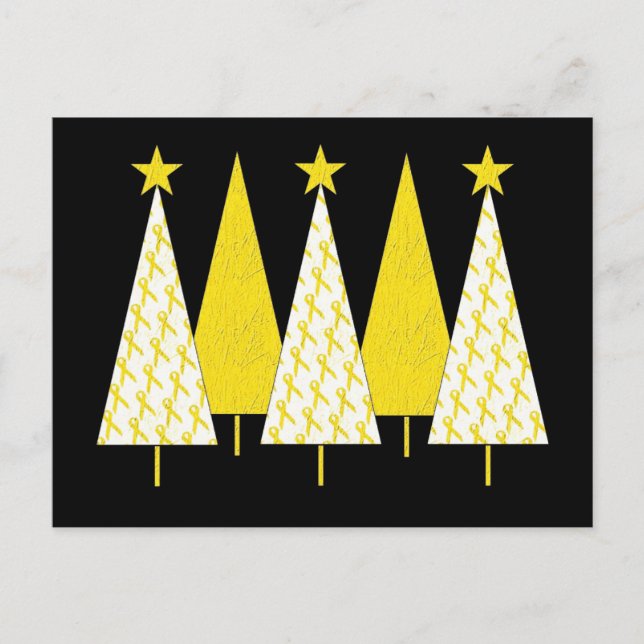 Cartão Postal De Festividades Árvores de Natal - Fita Amarela (Frente)