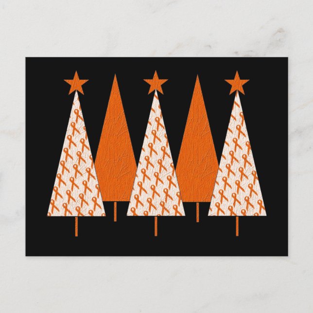 Cartão Postal De Festividades Árvores de Natal - Fita Laranja (Frente)