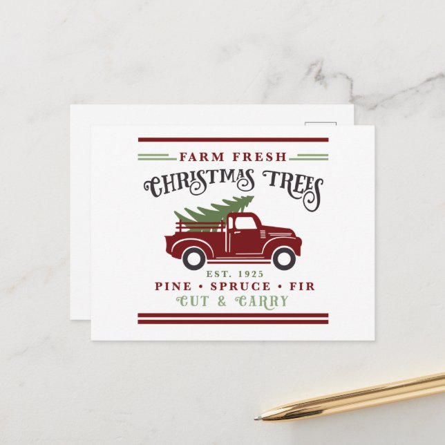 Cartão Postal De Festividades Árvores de Natal frescas de fazenda (Frente/Verso In Situ)