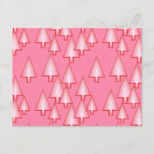 Cartão Postal De Festividades Árvores de Natal metálicas modernas - rosa-coral