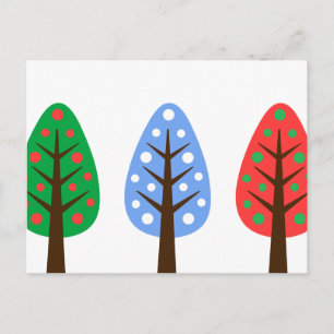 Cartão Postal De Festividades Árvores de Natal únicas - cartão-postal azul verde