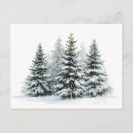 Cartão Postal De Festividades Árvores de Pinheiro no Inverno
