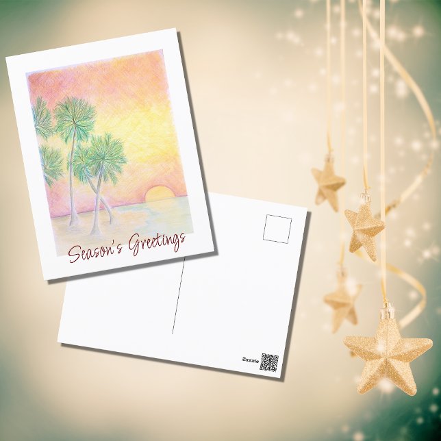 Cartão Postal De Festividades Árvores Tropicais de Palmeiras de Natal Beach (Criador carregado)