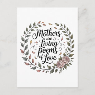 Cartão Postal De Festividades As mães são poemas vivos de amor