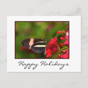 Cartão Postal De Festividades Asa longa e flores Boas Festas