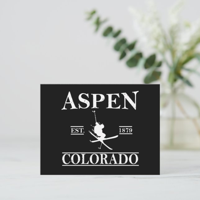 Cartão Postal De Festividades Aspen Colorado ski (Em pé/Frente)