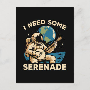 Cartão Postal De Festividades Astronauta Banjo Serenade Som Cósmico