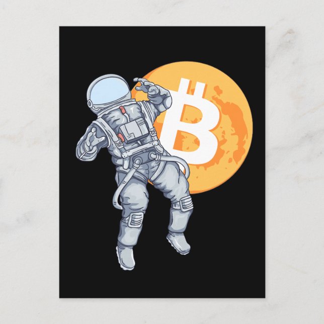 Cartão Postal De Festividades Astronauta Cripto-BITCOIN - À Lua (Frente)