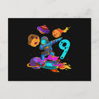 Cartão Postal De Festividades Astronauta de Astronauta no Espaço 9º Aniversário
