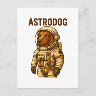 Cartão Postal De Festividades Astronauta do Dachshund Wiener Dog Astrodog