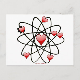 Cartão Postal De Festividades Atomic Valentine Corações Vermelhos