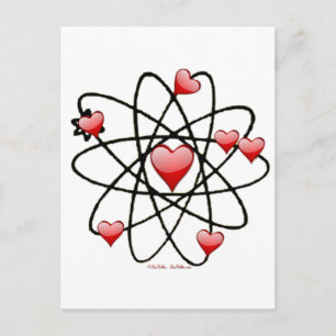 Cartão Postal De Festividades Atomic Valentine Corações Vermelhos