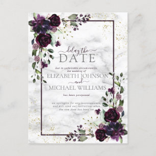 Cartão Postal De Festividades Atraso do mármore Dourado de cor d'água de ameix