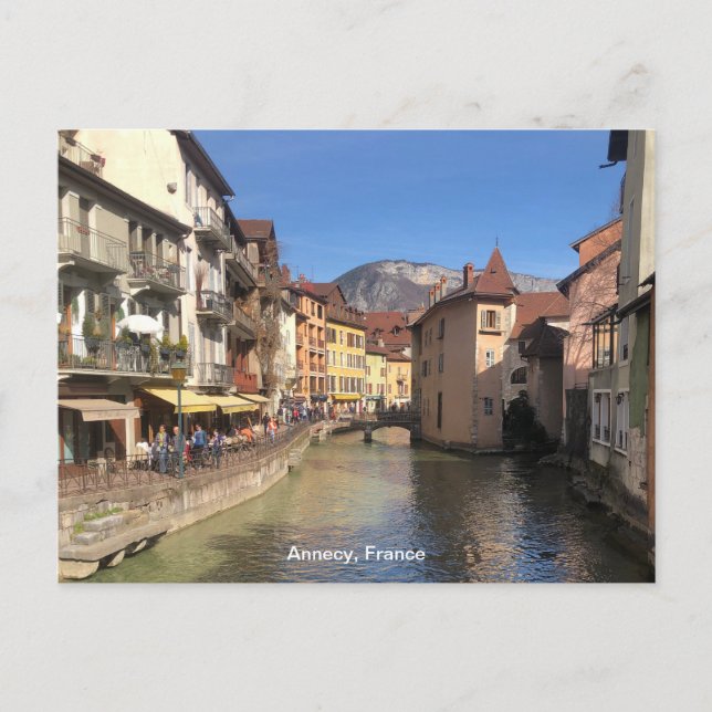 Cartão Postal De Festividades Attrative River View of Annecy, França em um (Frente)