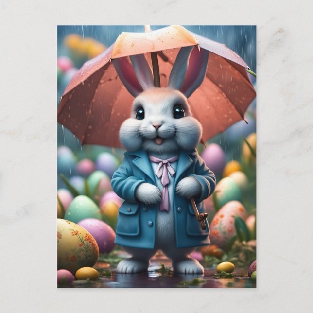 Cartão Postal De Festividades Auch im Regen werden Ostereier versteckt (Frente)