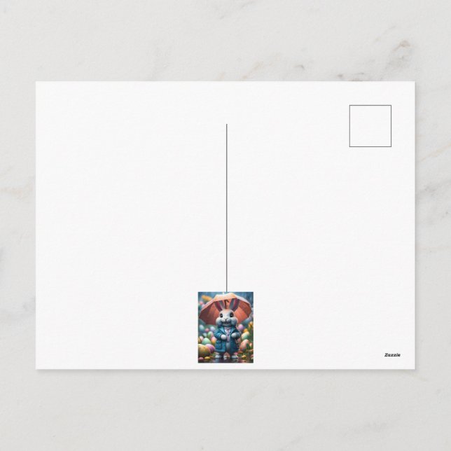 Cartão Postal De Festividades Auch im Regen werden Ostereier versteckt (Verso)