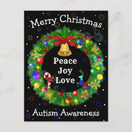 Cartão Postal De Festividades Autism Christmas Wreath