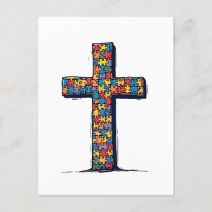 Cartão Postal De Festividades Autismo Consciência Mês Religião Cristo Jesus